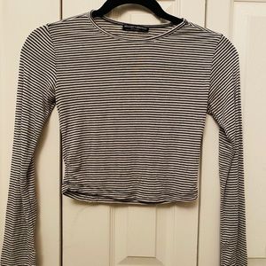 Brandy Melville B&W Striped Crop Top
